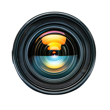 Fototapeta Camera Lens Closeup Capturing Light and Color Reflections.