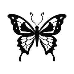 Black and White Butterfly vector silhouette, ai generated