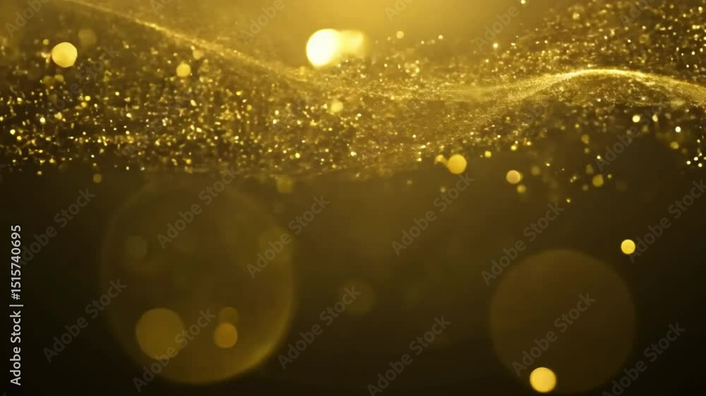Poster mesmerizing golden background with shimmering particles and light an elegant flow of luxury and text