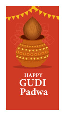 Happy Gudi Padwa Vector Story & Poster Templates - Gudi & Kalash Designs-04