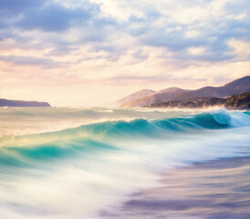 Obraz premium Tropical sea beach at sunset