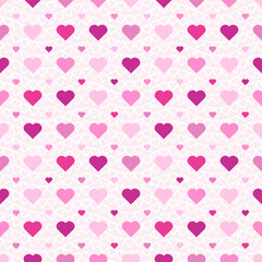 Pink Heart Mosaic, seamless vector pattern with rosy hearts in a pinky palette. Perfect for backgrounds, textiles, and festive banner designs, spreads love and joy with every symbol