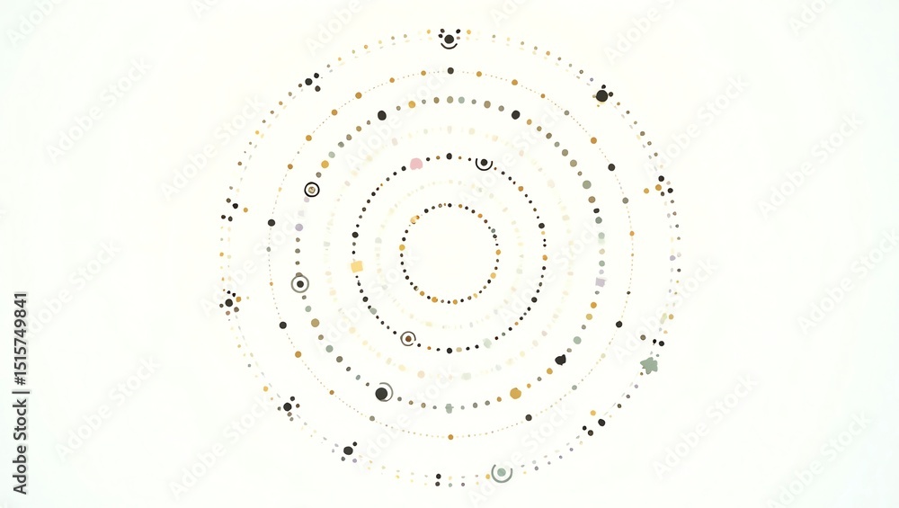 Poster abstract circular dot pattern with dotted lines in earthy tones