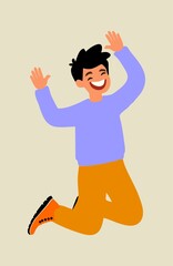 Excited Man Jumping with Joy
Happy Person Celebrating Vector Illustration