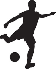 Male Footballer Kicking Ball Silhouette Vector
