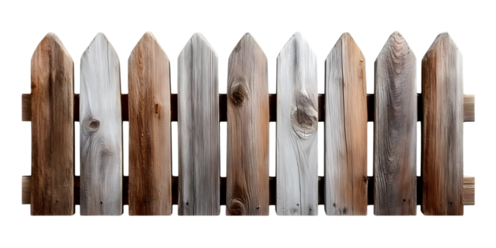 A close-up view of a rustic wooden fence with varying shades of brown. Ideal for showcasing outdoor aesthetics or garden themes in photography.