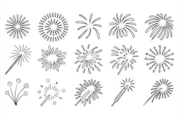  Colorful Fireworks and Sparklers Vectors for New Year and Holiday Event Designs
