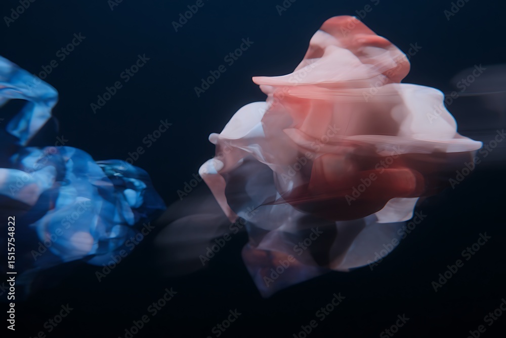 Poster abstract floating forms in dark background