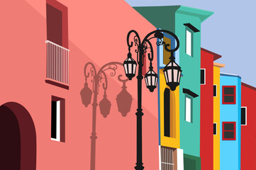 colorful building houses illustration design vector art	