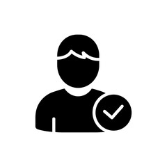 User icon with tick mark symbol indicating verified or approved