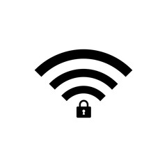 WiFi Signal Icon with Lock Symbol Indicating Protected Network Access