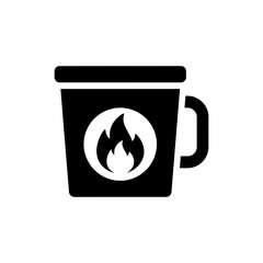 Mug with Flame Symbol at Center - Hot Beverage Cup with Fire Icon