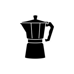 Moka Pot with Curved Handle - Side View of Coffee Brewing Equipment