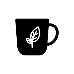 Mug with Diagonal Fill and Leaf - Coffee Cup with Leaf Design