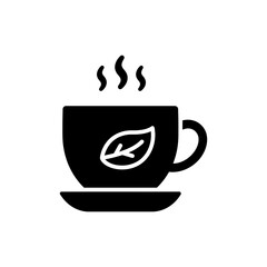 Tea Icon with Curling Leaf Inside Design