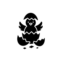 Chick Emerging from Cracked Egg Shell, Wings Outstretched