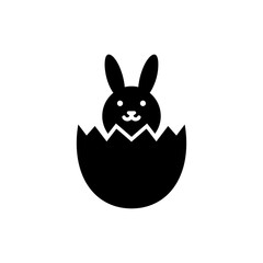 Obraz premium Cracked Egg with Smiling Bunny Inside, Cute Easter Concept