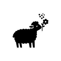 Lamb Sniffing a Flower for Spring and Nature Inspired Themes