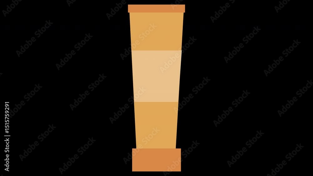 Poster stylized tall container animation with geometric sections and soft hues on a transparent background