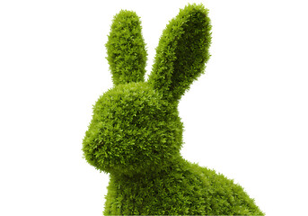 A Lush Green Rabbit Sculpture Natures Artistic Creation isolated on transparent baackground