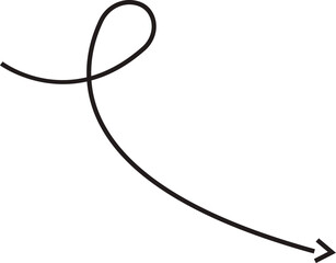 Arrow icon. Hand drawn black line doodle arrow, curve arrow vector. Sketch curved dashed arrows design isolated on transparent background. Direction shape for web and app.