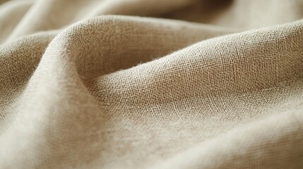 Fototapeta premium Soft beige fabric draping elegantly under natural light in a cozy indoor setting for textile inspiration