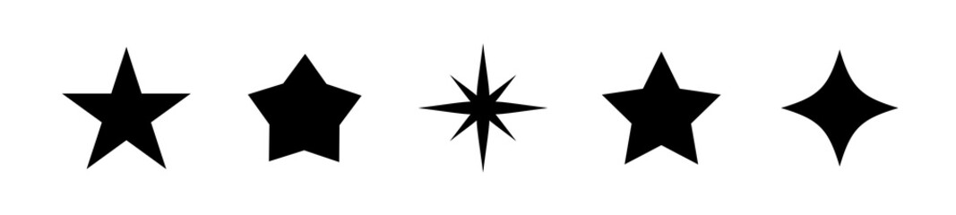 Stars collection. Star vector icons. Black set of Stars isolated on white background.