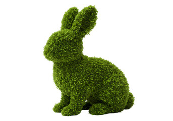 Moss Bunny Figurine isolated on transparent baackground