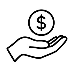 Invoice Document Icon - Billing and Payment Concept, Black and White Line Art