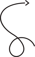Arrow icon. Hand drawn black line doodle arrow, curve arrow vector. Sketch curved dashed arrows design isolated on transparent background. Direction shape for web and app.
