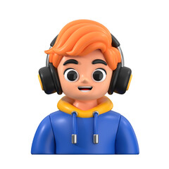 3D Gamer Avatar Icon with headset. Perfect for gaming profiles, streaming apps, or esports branding.