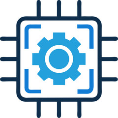 Technology chip data gears and cogs flat line symbol sign icon