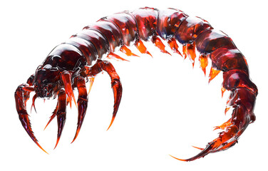 Amber centipede arthropod detailed 3d render isolated on transparent PNG