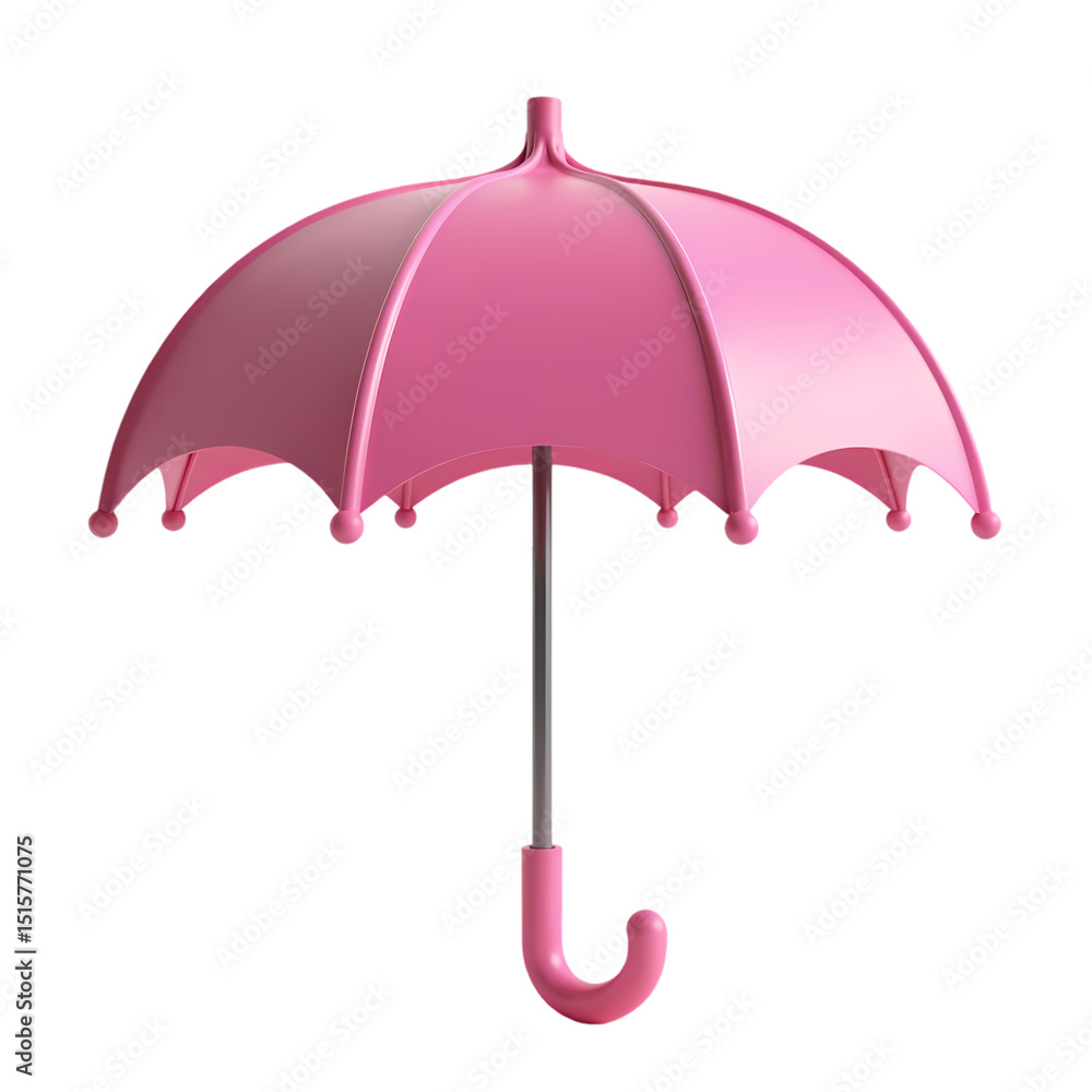 Poster a digitally rendered image of a pink umbrella with a silver pole space for text isolated on transpar