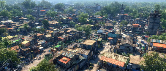 Aerial View Of A Densely Populated Urban Neighborhood