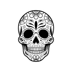 Illustration of mexican sugar skull. Day of the dead. Dia de los muertos. Vector illustration