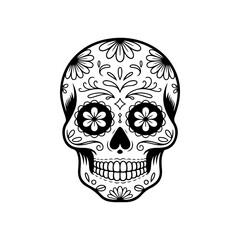 Illustration of mexican sugar skull. Day of the dead. Dia de los muertos. Vector illustration