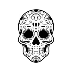 Illustration of mexican sugar skull. Day of the dead. Dia de los muertos. Vector illustration