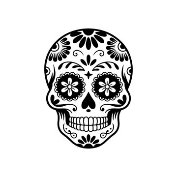 Illustration of mexican sugar skull. Day of the dead. Dia de los muertos. Vector illustration