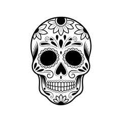 Illustration of mexican sugar skull. Day of the dead. Dia de los muertos. Vector illustration