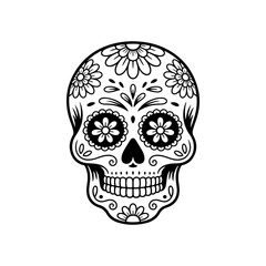Illustration of mexican sugar skull. Day of the dead. Dia de los muertos. Vector illustration
