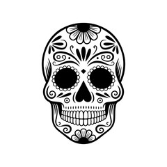 Illustration of mexican sugar skull. Day of the dead. Dia de los muertos. Vector illustration