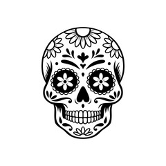 Illustration of mexican sugar skull. Day of the dead. Dia de los muertos. Vector illustration