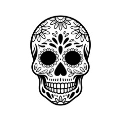 Illustration of mexican sugar skull. Day of the dead. Dia de los muertos. Vector illustration