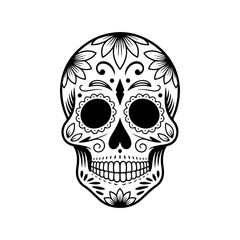 Illustration of mexican sugar skull. Day of the dead. Dia de los muertos. Vector illustration