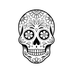 Illustration of mexican sugar skull. Day of the dead. Dia de los muertos. Vector illustration