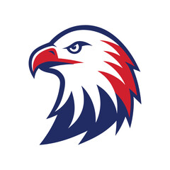 vector illustration of USA flag painted eagle head for patriotic day isolated on white background
