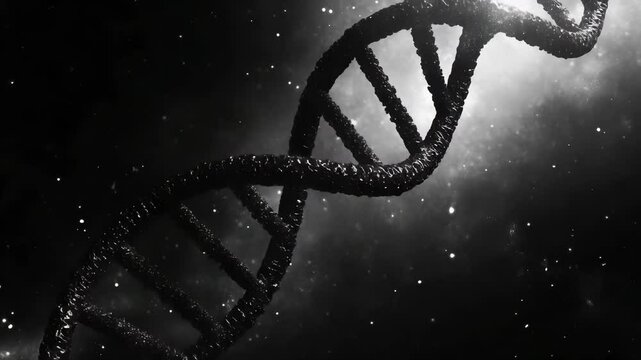 DNA double helix genetic material. Gene sequencing abstract design. Floating in space background, 
science, abstract, biology, biotechnology, molecular, health, genetic