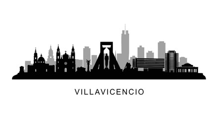 Obraz premium Villavicencio City Skyline Silhouette Colombia.