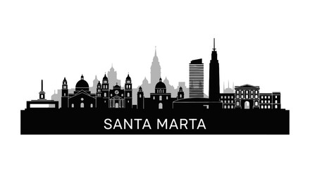 Naklejka premium Santa Marta skyline silhouette vector.